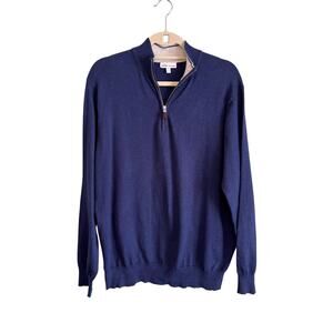 Peter Millar Sweater Mens M Blue Pima Cashmere Silk Blend Golf 1/4 Zip Pullover